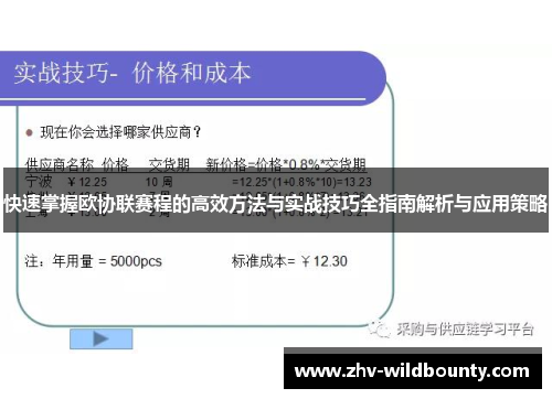 快速掌握欧协联赛程的高效方法与实战技巧全指南解析与应用策略